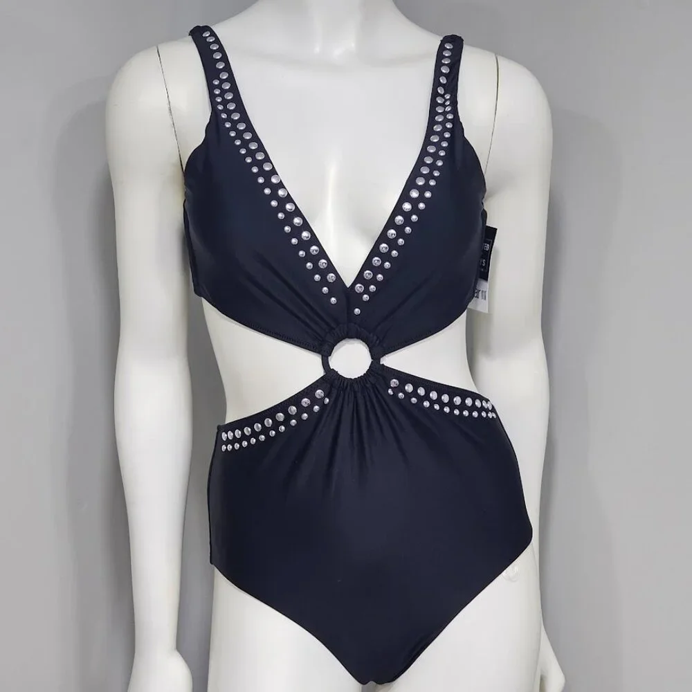 Bar III Women's Tell Me About It Stud One-Piece Swimsuit - Picture 2 of 10